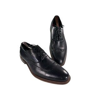Stacy Adams Mens Size 11.5 M Black Leather Wingtip Dress Shoes NICE